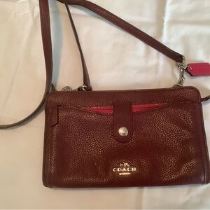 Coach Dark Red Leather Crossbody Bag